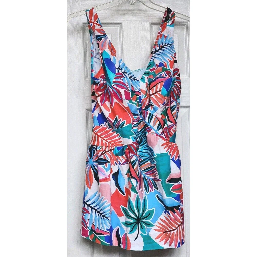 Maxine Of Hollywood Swimsuit Women's 16 Multicolor Tropical Tummy Control NWT